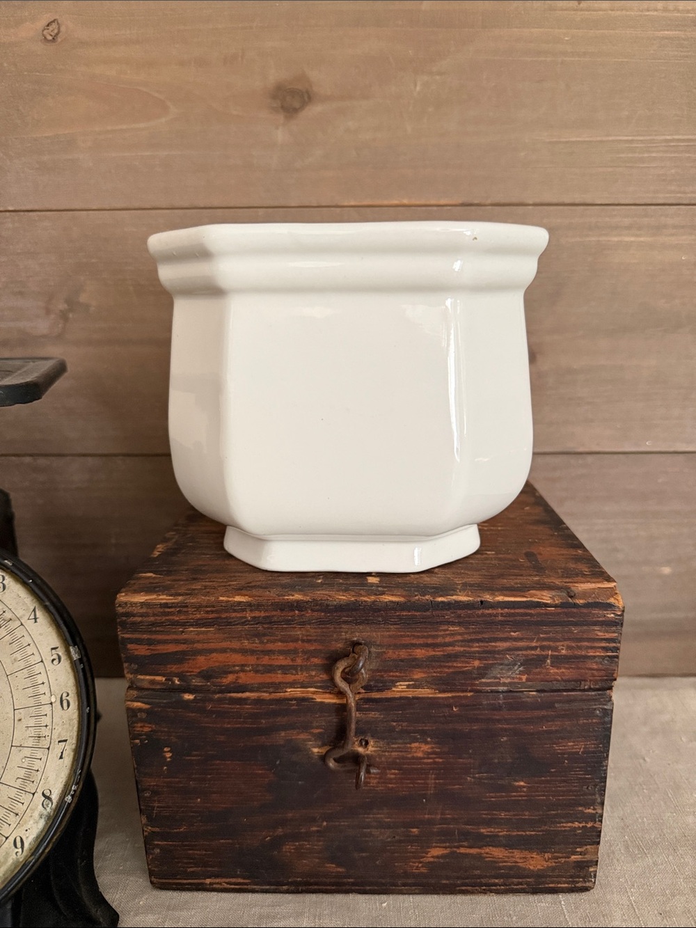 Vintage Ungemach Pottery (UPCO) White Ceramic Octagonal Planter — Model 803